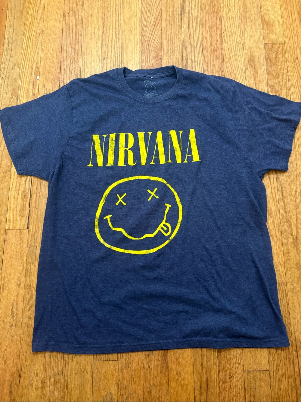 NIRVANA Navy Tee with Subtle Light Logo Print